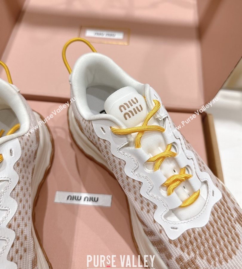 Miu Miu Technical Fabric Platform Sneakers 6cm Brown 2025 5E480E (MD-250710093)