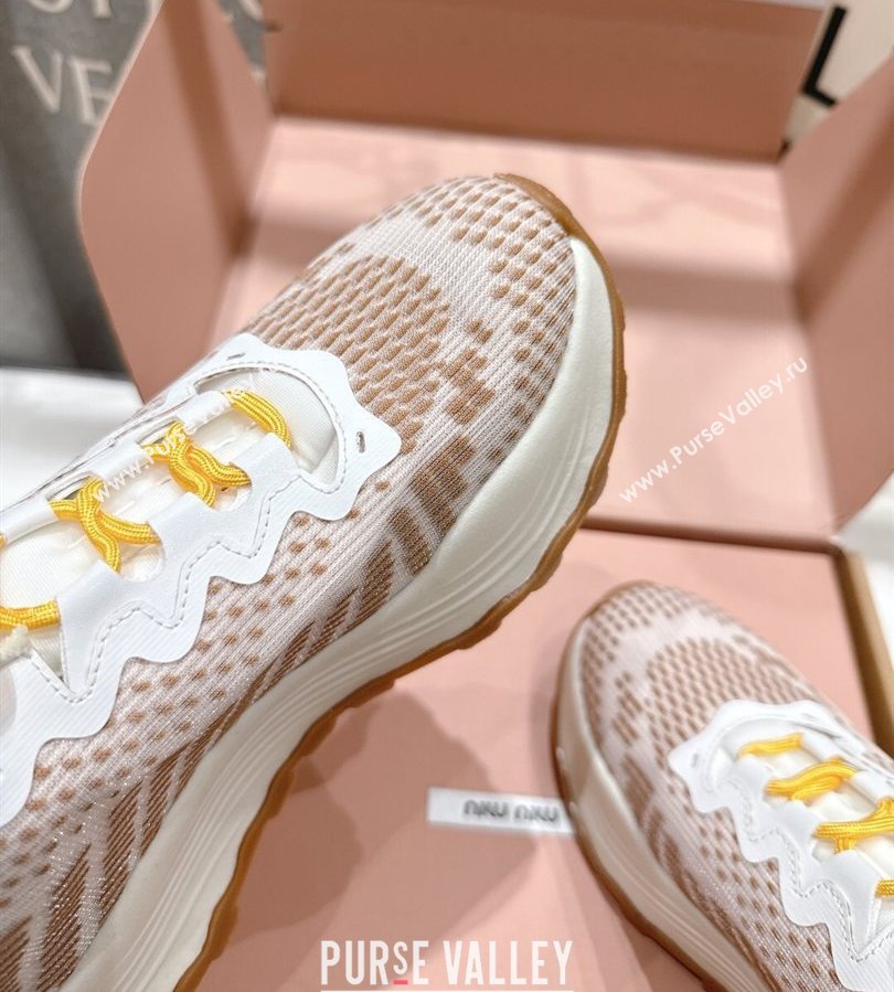 Miu Miu Technical Fabric Platform Sneakers 6cm Brown 2025 5E480E (MD-250710093)