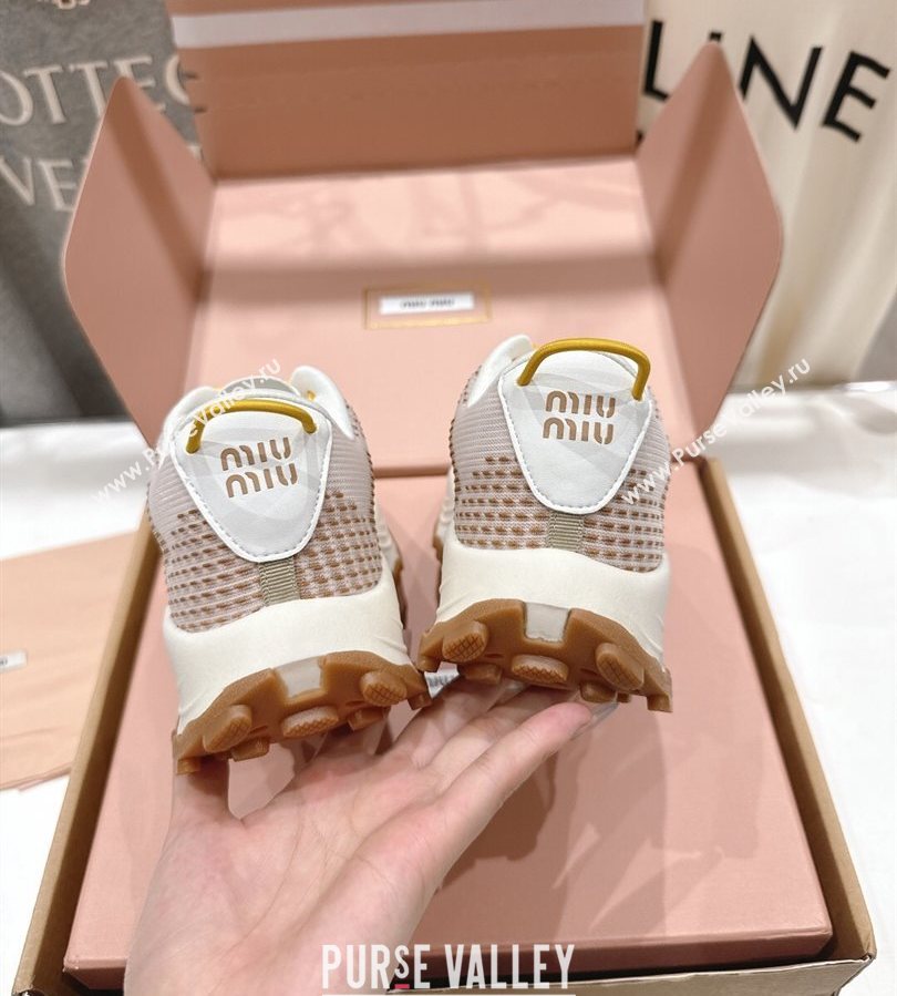 Miu Miu Technical Fabric Platform Sneakers 6cm Brown 2025 5E480E (MD-250710093)
