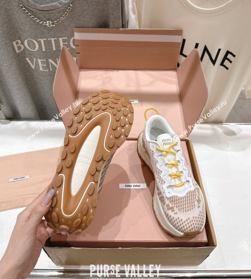 Miu Miu Technical Fabric Platform Sneakers 6cm Brown 2025 5E480E (MD-250710093)