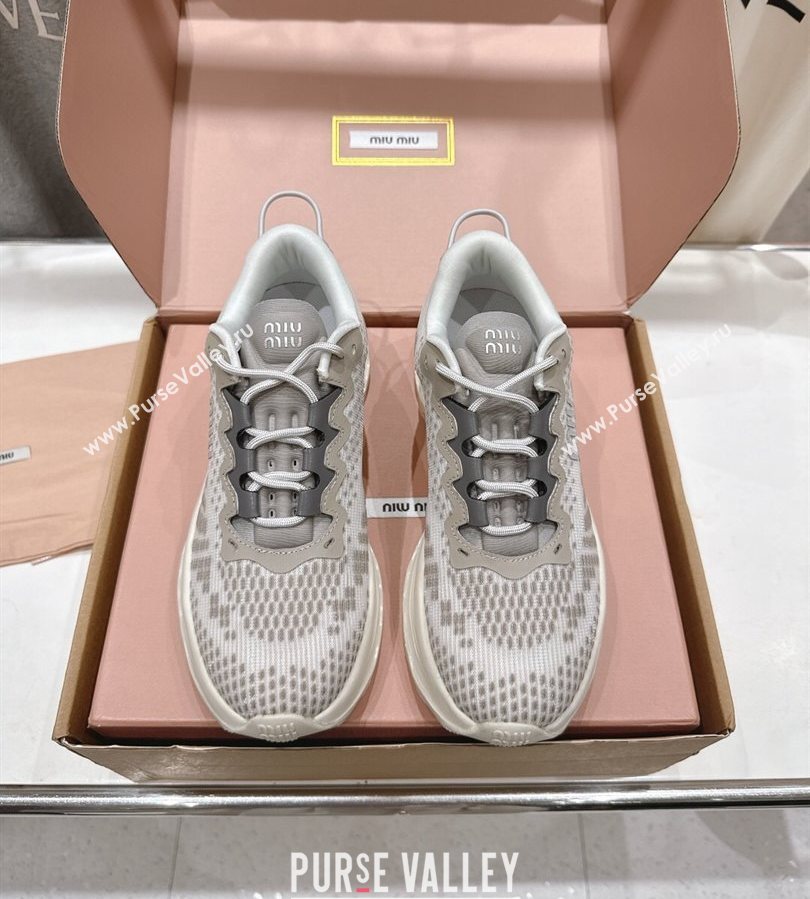 Miu Miu Technical Fabric Platform Sneakers 6cm Cloudy Grey 2025 5E480E (MD-250710089)