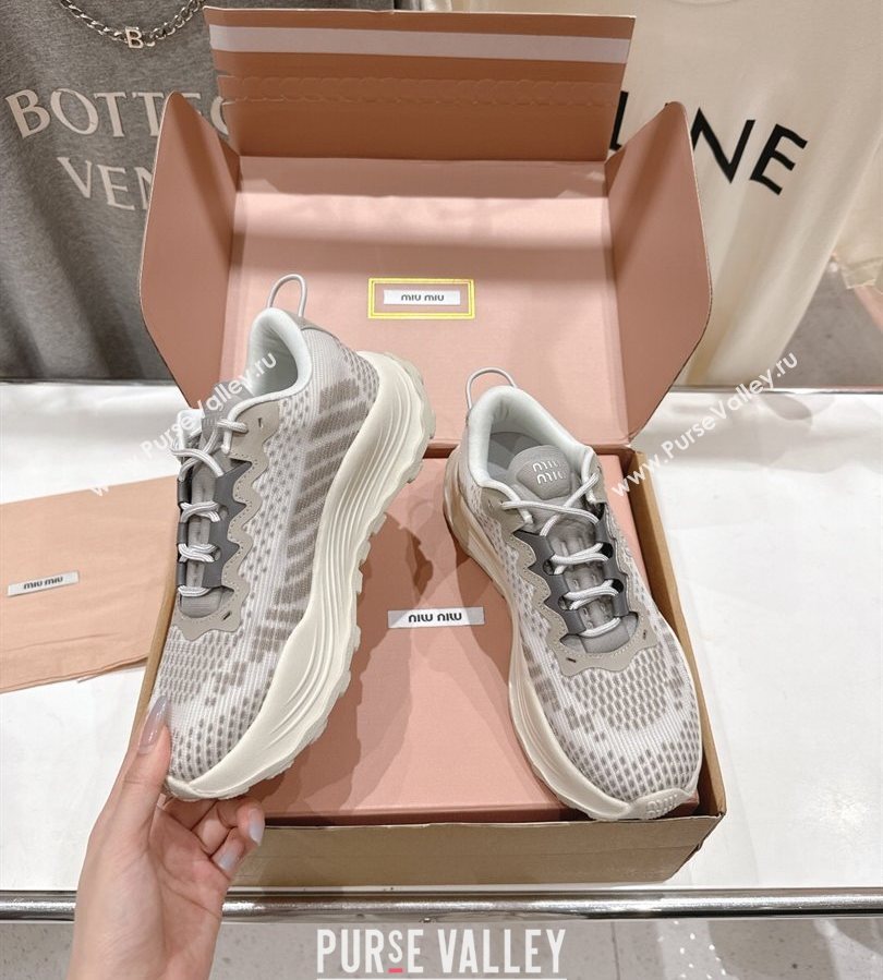 Miu Miu Technical Fabric Platform Sneakers 6cm Cloudy Grey 2025 5E480E (MD-250710089)