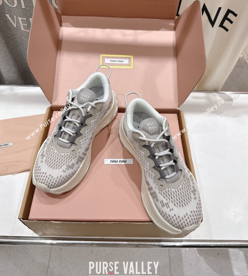 Miu Miu Technical Fabric Platform Sneakers 6cm Cloudy Grey 2025 5E480E (MD-250710089)