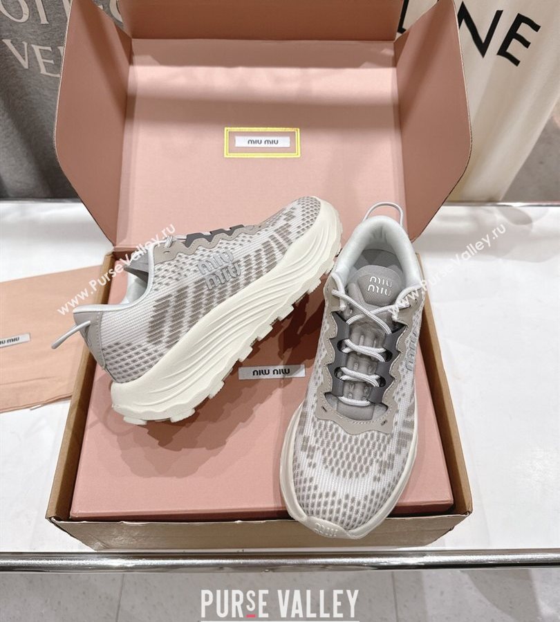Miu Miu Technical Fabric Platform Sneakers 6cm Cloudy Grey 2025 5E480E (MD-250710089)
