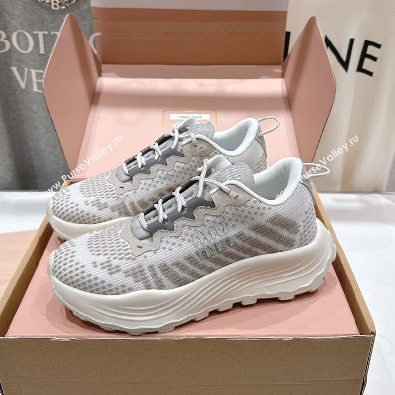 Miu Miu Technical Fabric Platform Sneakers 6cm Cloudy Grey 2025 5E480E (MD-250710089)