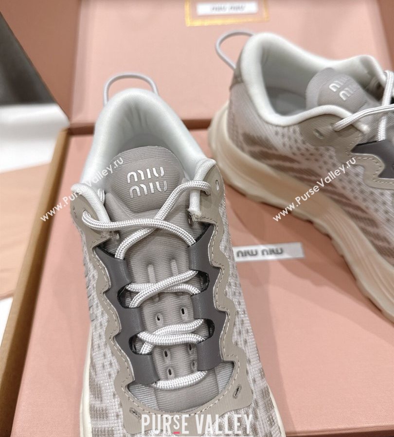 Miu Miu Technical Fabric Platform Sneakers 6cm Cloudy Grey 2025 5E480E (MD-250710089)