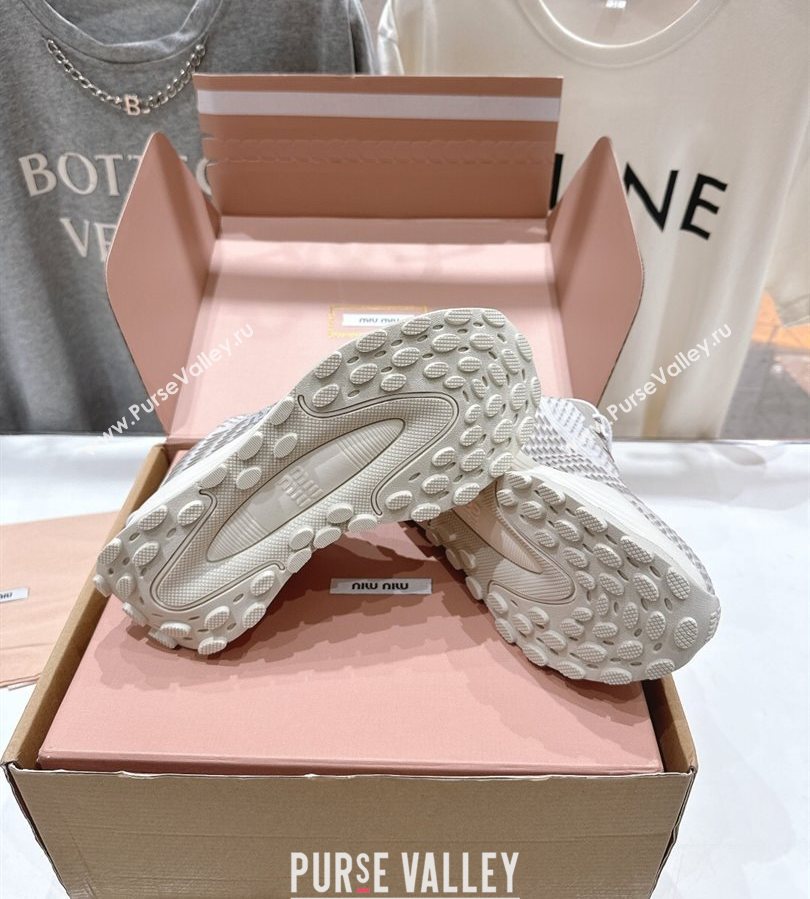 Miu Miu Technical Fabric Platform Sneakers 6cm Cloudy Grey 2025 5E480E (MD-250710089)
