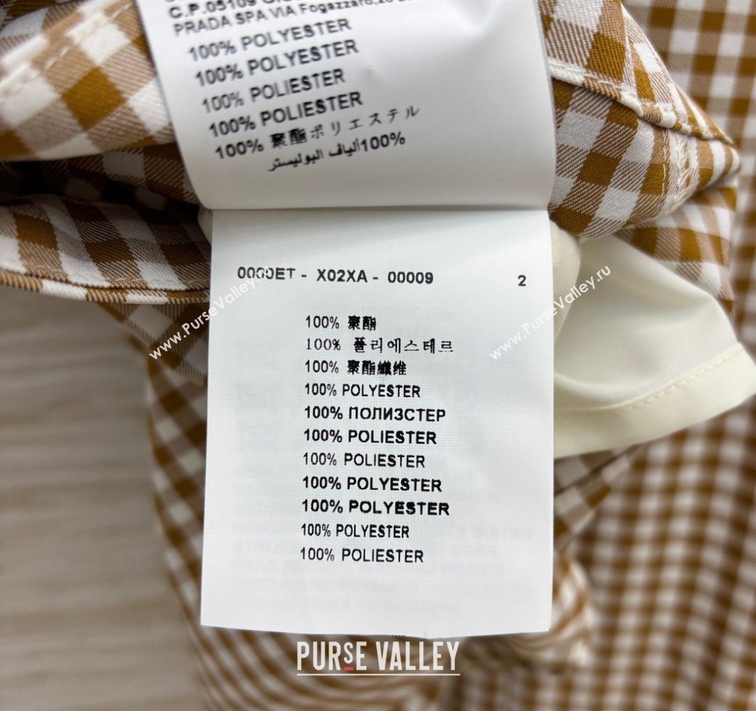 Miu Miu Plaid Vest and A-Shaped Skirt Brown/White 2025 (QI-250729075)