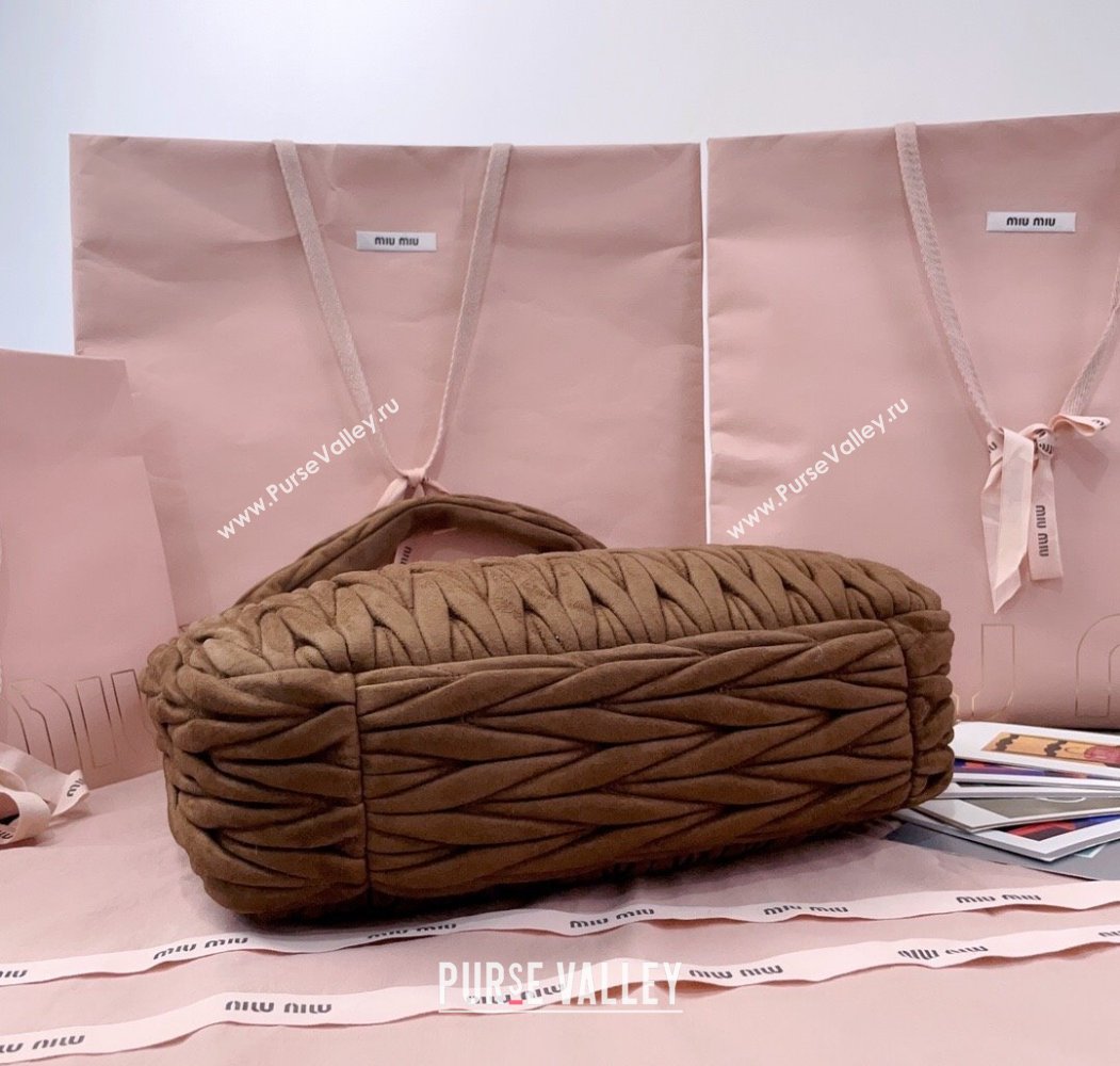 Miu Miu Wander Matelasse Suede Hobo Bag 5BC183 Cocoa Brown 2025 (JD-250805029)