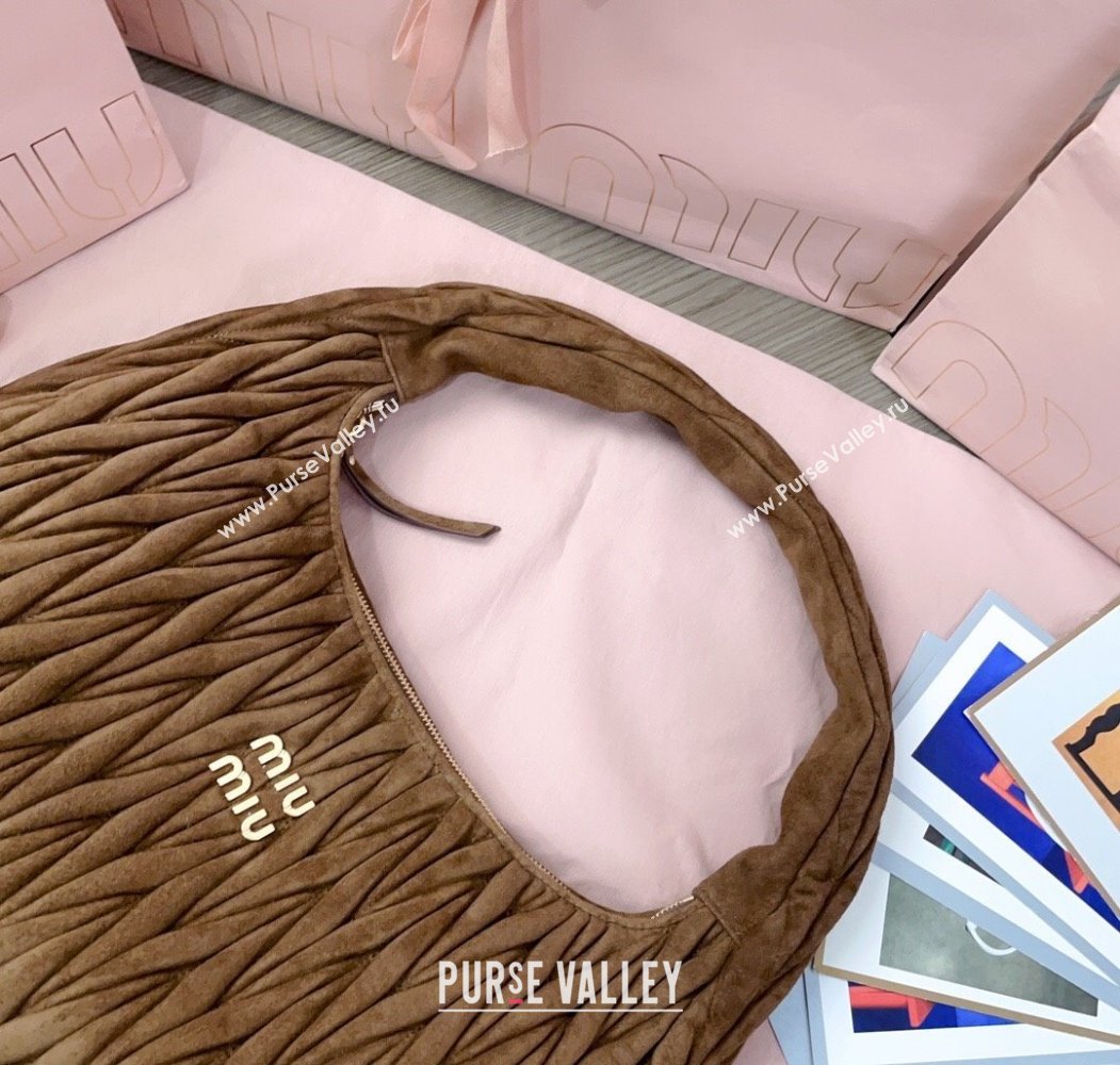 Miu Miu Wander Matelasse Suede Hobo Bag 5BC183 Cocoa Brown 2025 (JD-250805029)