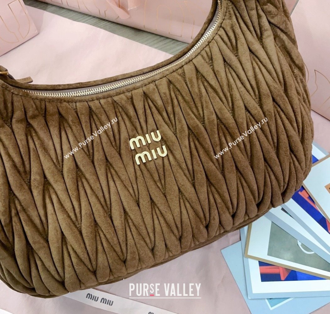 Miu Miu Wander Matelasse Suede Hobo Bag 5BC183 Cocoa Brown 2025 (JD-250805029)