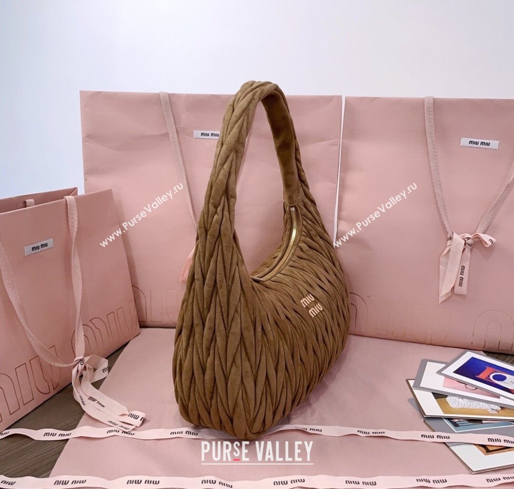 Miu Miu Wander Matelasse Suede Hobo Bag 5BC183 Olive Green 2025 (JD-250805028)