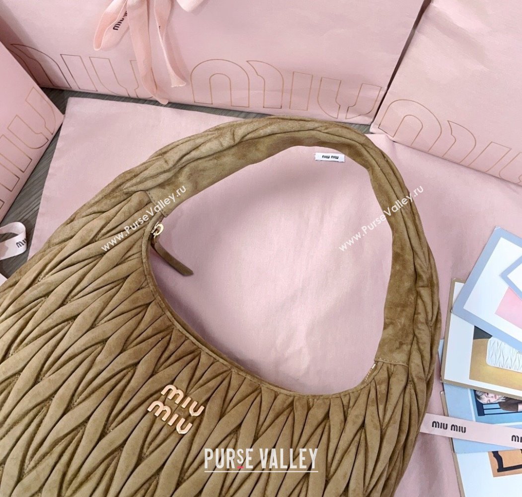 Miu Miu Wander Matelasse Suede Hobo Bag 5BC183 Olive Green 2025 (JD-250805028)