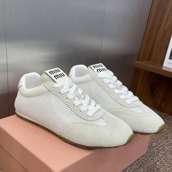 Miu Miu Plumet Mesh and Suede Sneakers White 2025 5E388E (JC-250826002)