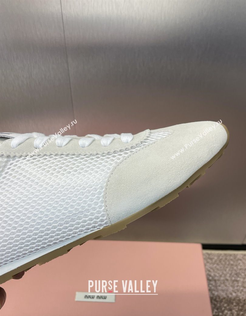 Miu Miu Plumet Mesh and Suede Sneakers White 2025 5E388E (JC-250826002)