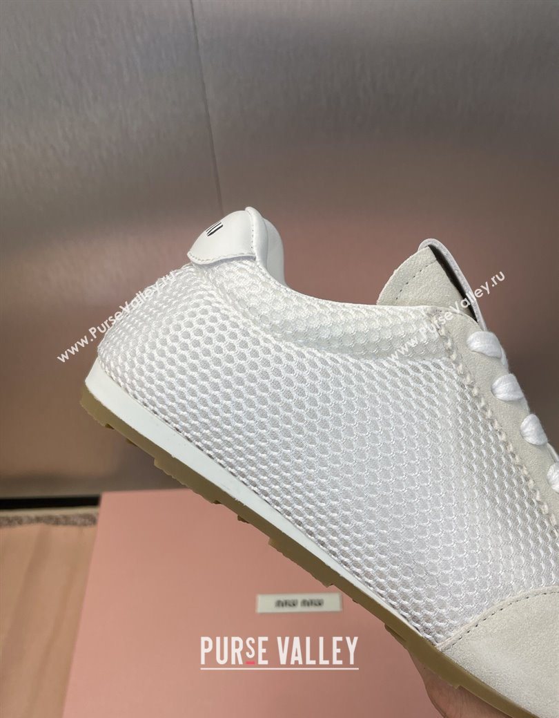 Miu Miu Plumet Mesh and Suede Sneakers White 2025 5E388E (JC-250826002)