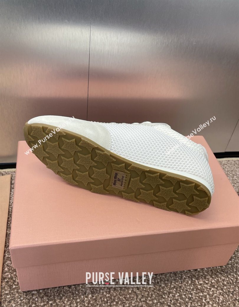 Miu Miu Plumet Mesh and Suede Sneakers White 2025 5E388E (JC-250826002)