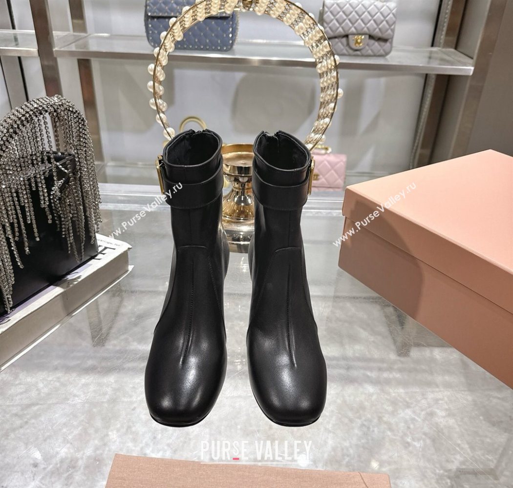 Miu Miu Nappa Leather Heel Ankle Boots 6cm with Buckle Black 2025 5W548E (MD-250826030)