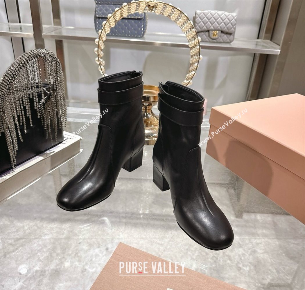 Miu Miu Nappa Leather Heel Ankle Boots 6cm with Buckle Black 2025 5W548E (MD-250826030)