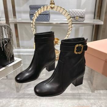 Miu Miu Nappa Leather Heel Ankle Boots 6cm with Buckle Black 2025 5W548E (MD-250826030)