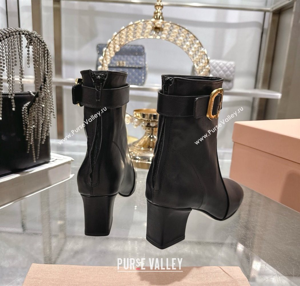 Miu Miu Nappa Leather Heel Ankle Boots 6cm with Buckle Black 2025 5W548E (MD-250826030)