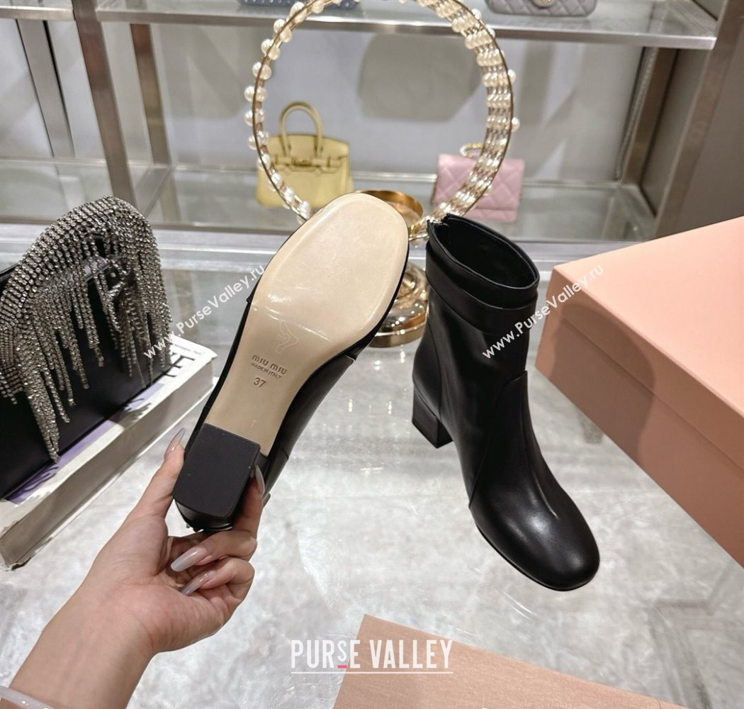 Miu Miu Nappa Leather Heel Ankle Boots 6cm with Buckle Black 2025 5W548E (MD-250826030)
