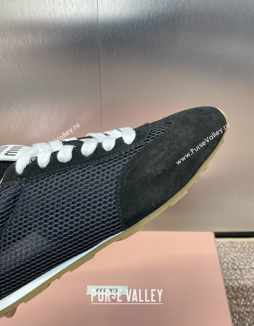 Miu Miu Plumet Mesh and Suede Sneakers Black 2025 5E388E (JC-250826003)