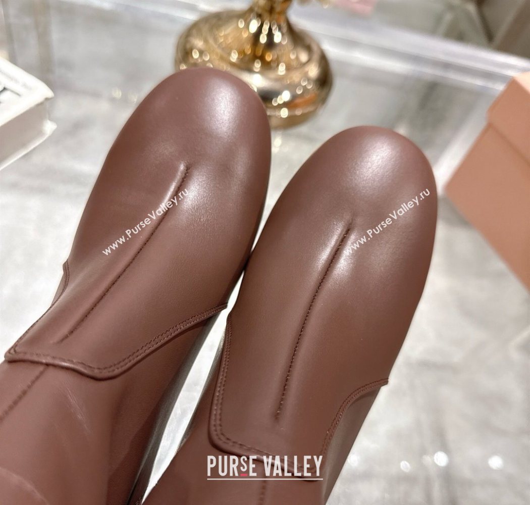 Miu Miu Nappa Leather Heel Ankle Boots 6cm with Buckle Brown 2025 5W548E (MD-250826034)