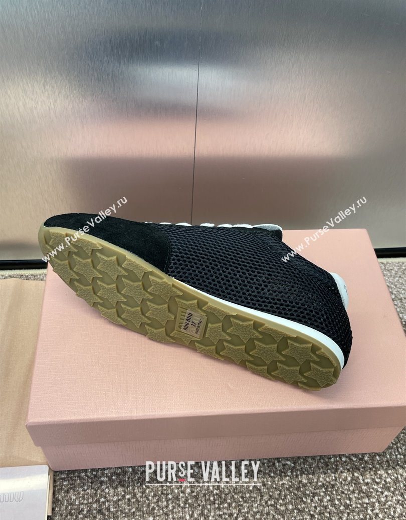 Miu Miu Plumet Mesh and Suede Sneakers Black 2025 5E388E (JC-250826003)