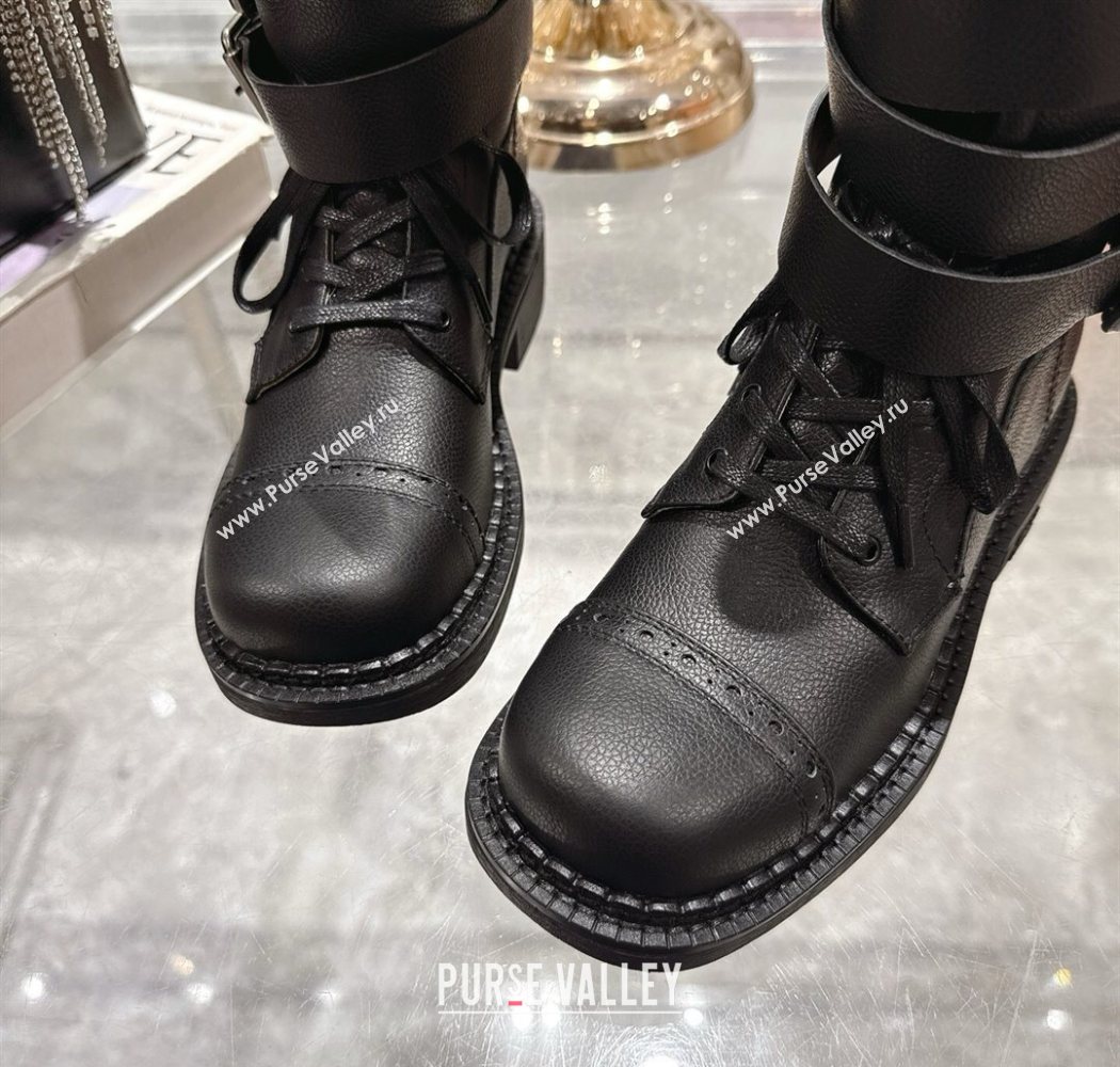 Miu Miu Leather Ankle Boots 3.5cm with Buckle Black 2025 MIU082604 (MD-250826037)