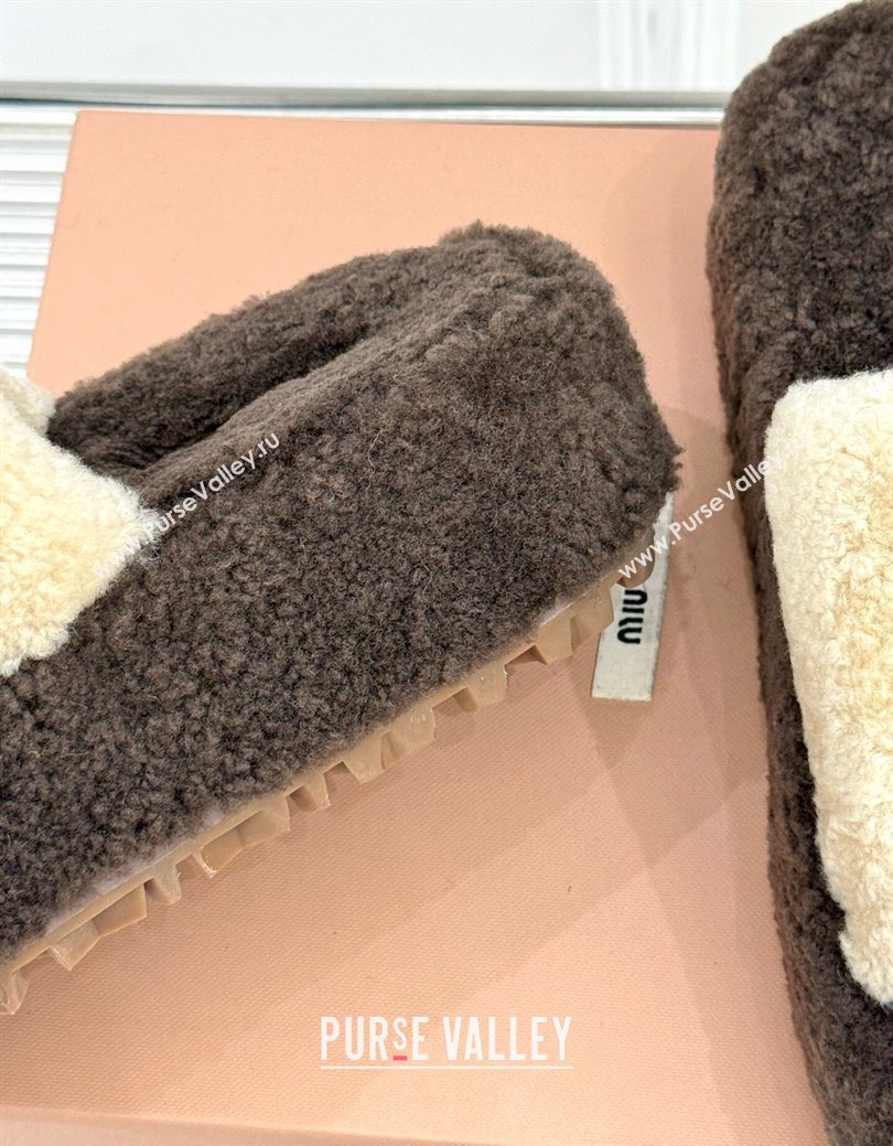 Miu Miu Shearling Platform Slides Sandal Beige/Brown 2025 MIU082609 (MD-250826059)