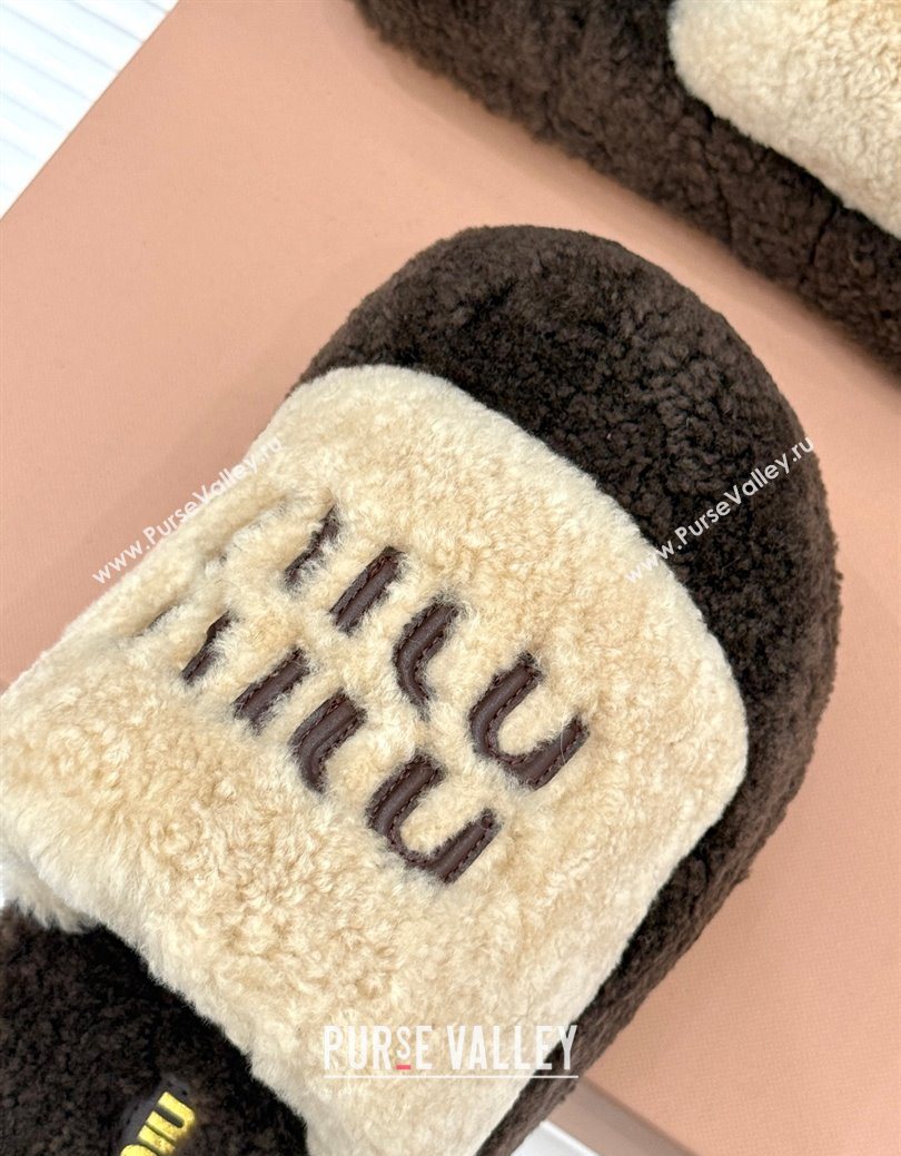 Miu Miu Shearling Platform Slides Sandal Beige/Brown 2025 MIU082609 (MD-250826059)