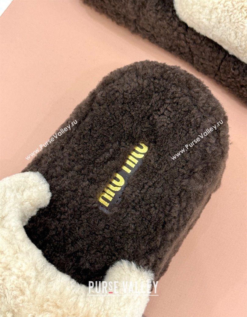 Miu Miu Shearling Platform Slides Sandal Beige/Brown 2025 MIU082609 (MD-250826059)