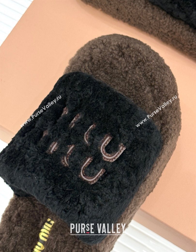Miu Miu Shearling Platform Slides Sandal Black/Brown 2025 MIU082609 (MD-250826060)