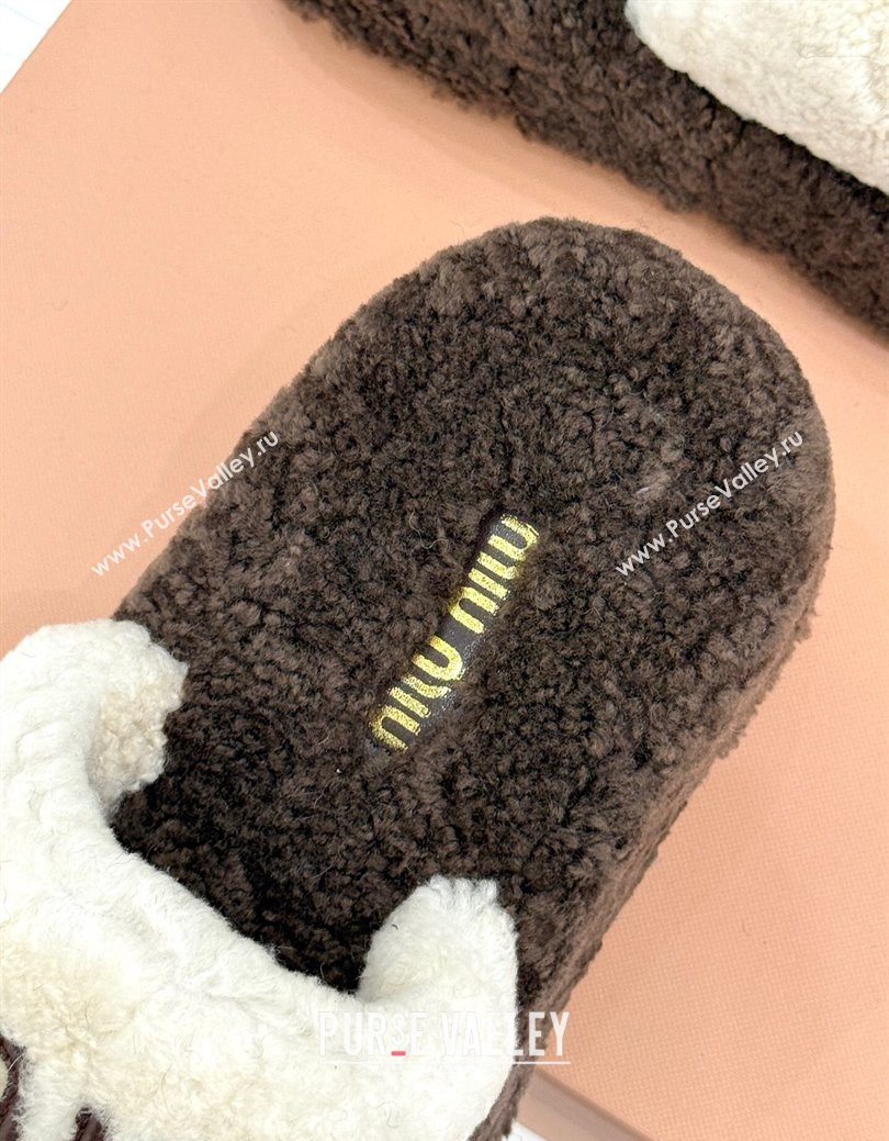 Miu Miu Shearling Platform Slides Sandal White/Brown 2025 MIU082609 (MD-250826061)