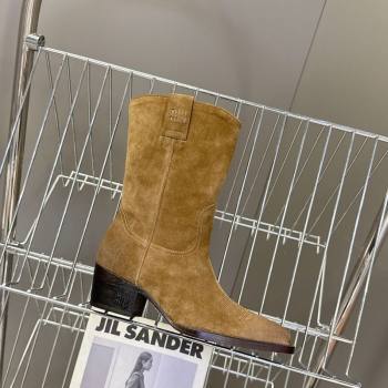 Miu Miu Suede Heel Ankle Boots 5cm Khaki 2025 MIU082605 (MD-250826040)