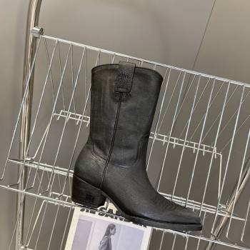 Miu Miu Leather Heel Ankle Boots 5cm Black 2025 MIU082605 (MD-250826043)