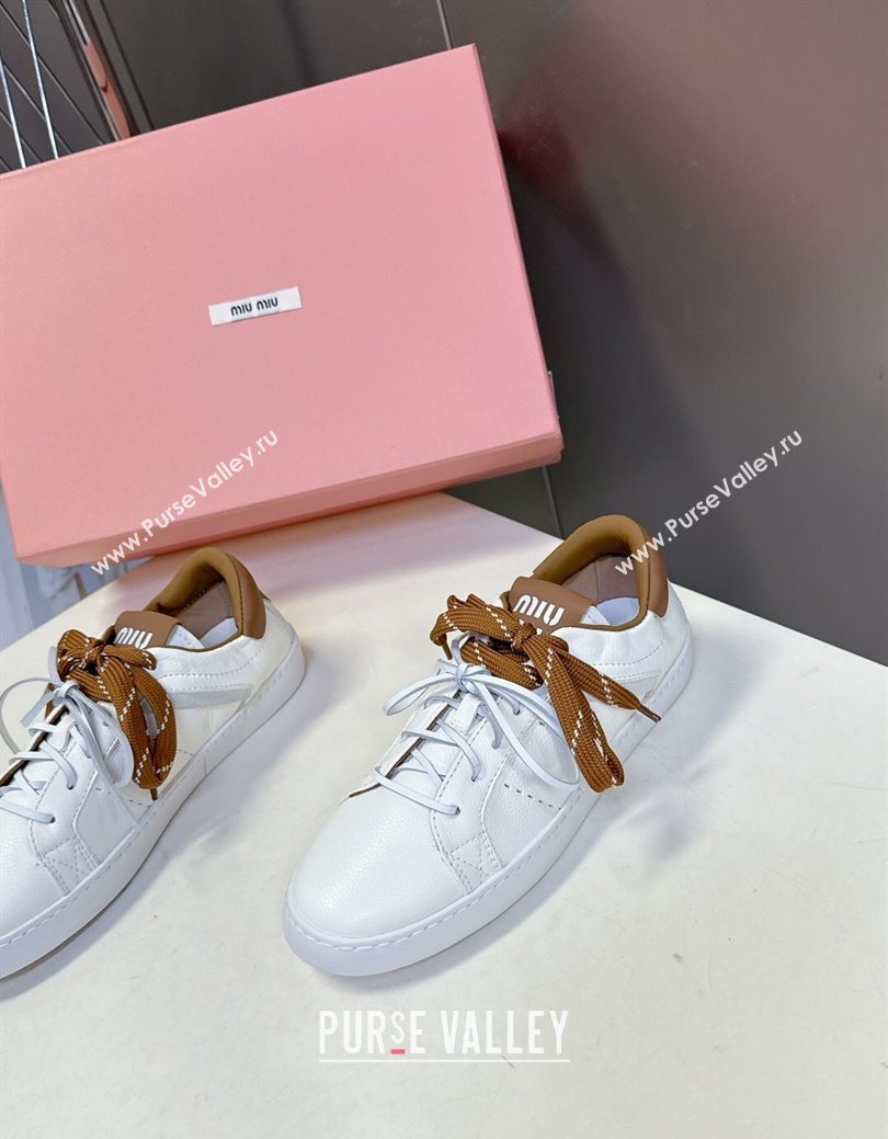 Miu Miu Leather Sneakers White/Brown 2025 MIU082601 (MD-250826008)