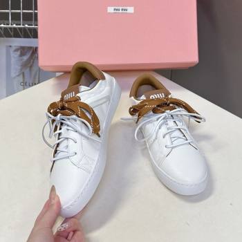 Miu Miu Leather Sneakers White/Brown 2025 MIU082601 (MD-250826008)