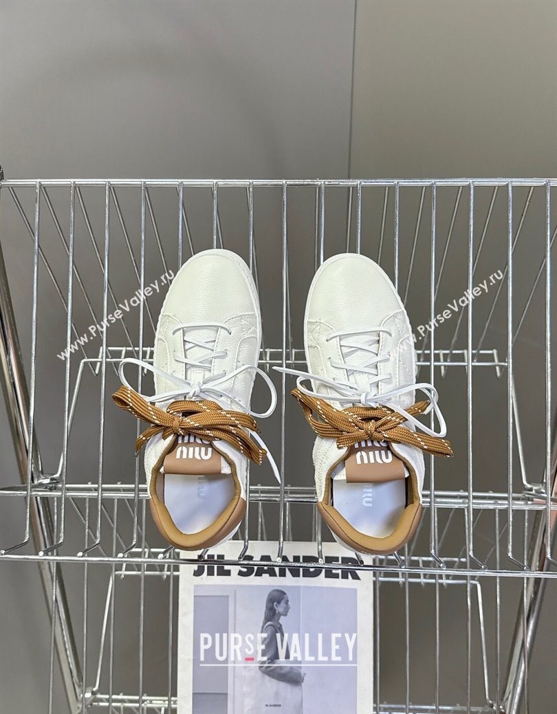 Miu Miu Leather Sneakers White/Brown 2025 MIU082601 (MD-250826008)