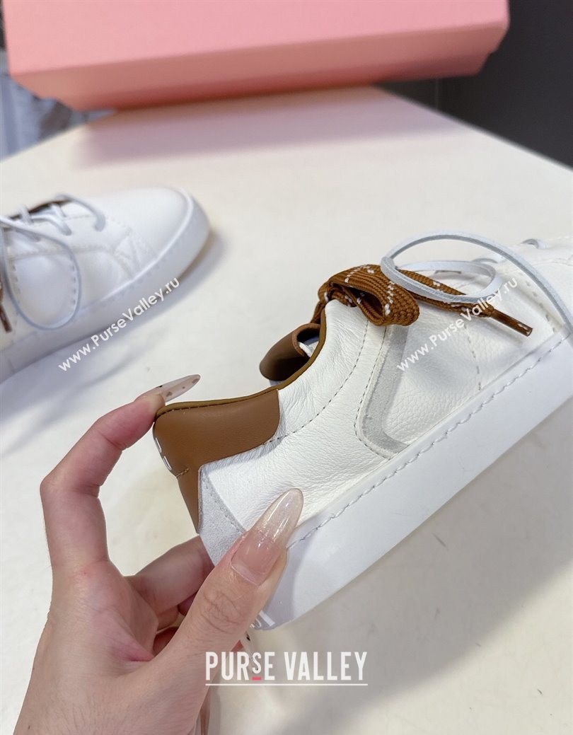 Miu Miu Leather Sneakers White/Brown 2025 MIU082601 (MD-250826008)