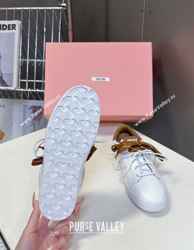 Miu Miu Leather Sneakers White/Brown 2025 MIU082601 (MD-250826008)