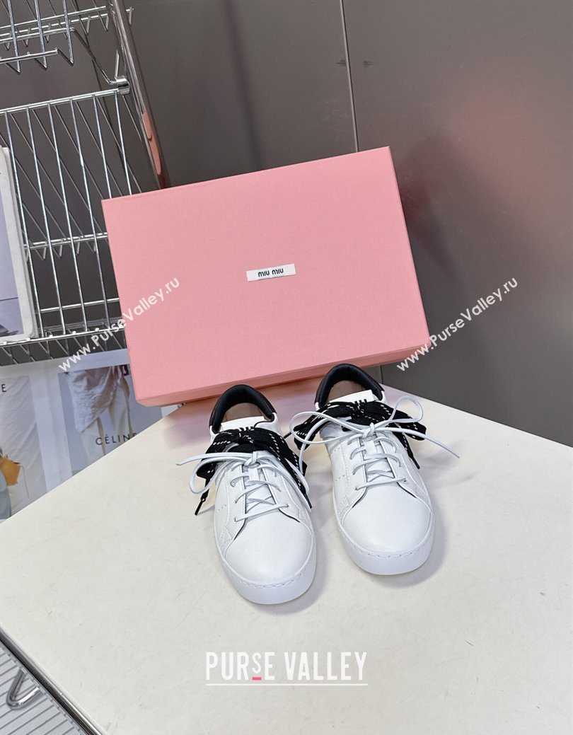 Miu Miu Leather Sneakers White/Black 2025 MIU082601 (MD-250826009)