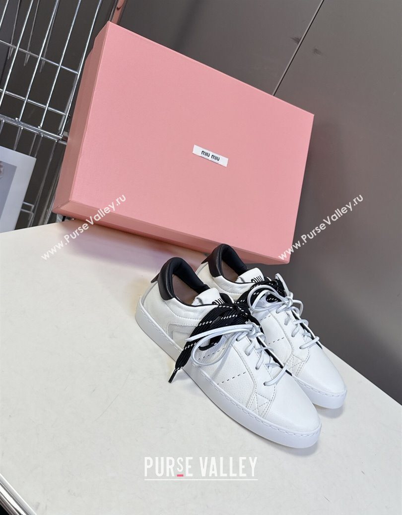 Miu Miu Leather Sneakers White/Black 2025 MIU082601 (MD-250826009)