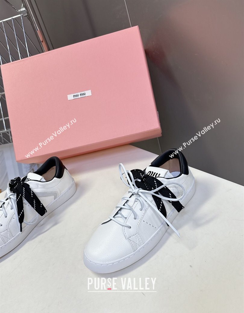 Miu Miu Leather Sneakers White/Black 2025 MIU082601 (MD-250826009)