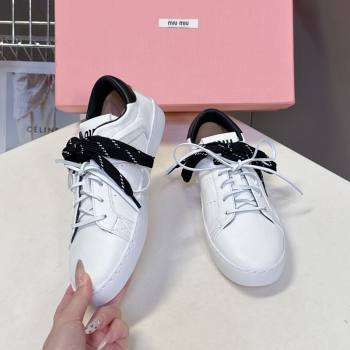 Miu Miu Leather Sneakers White/Black 2025 MIU082601 (MD-250826009)
