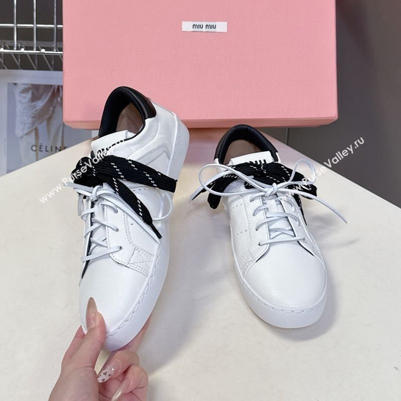 Miu Miu Leather Sneakers White/Black 2025 MIU082601 (MD-250826009)