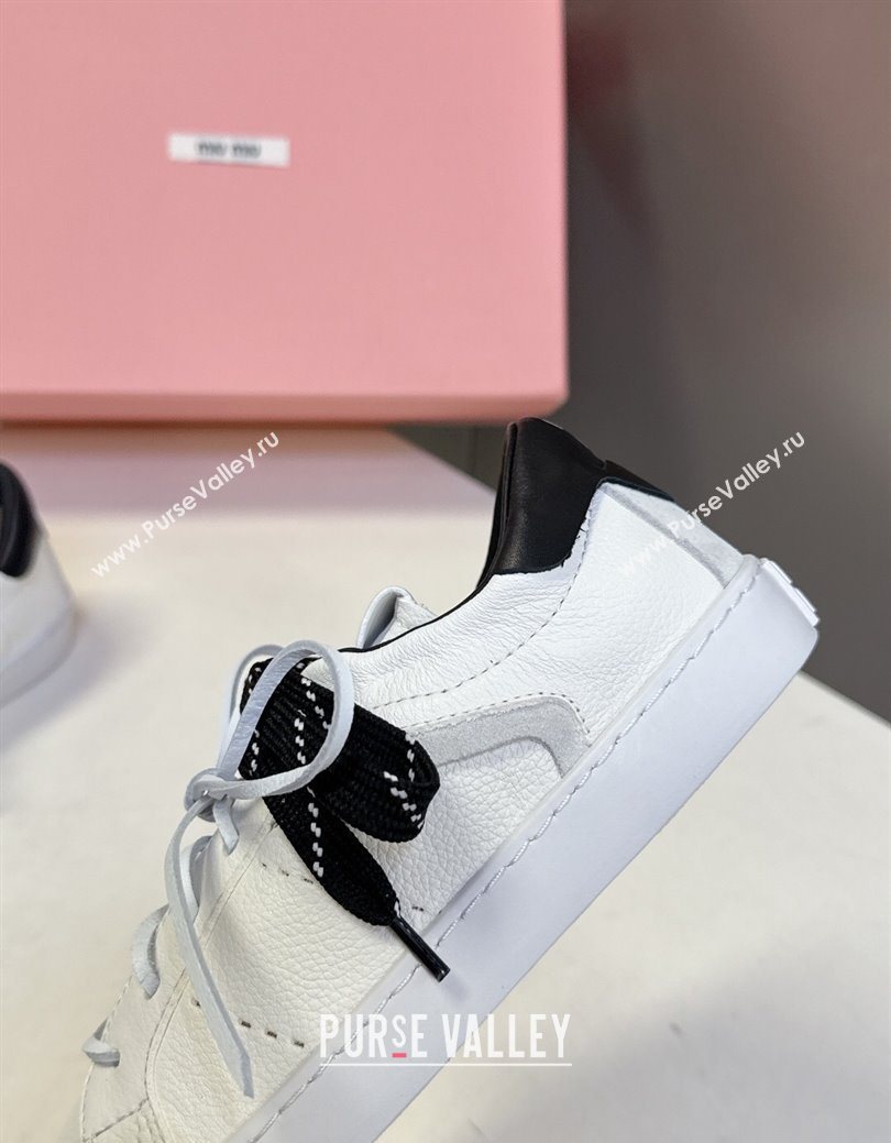 Miu Miu Leather Sneakers White/Black 2025 MIU082601 (MD-250826009)