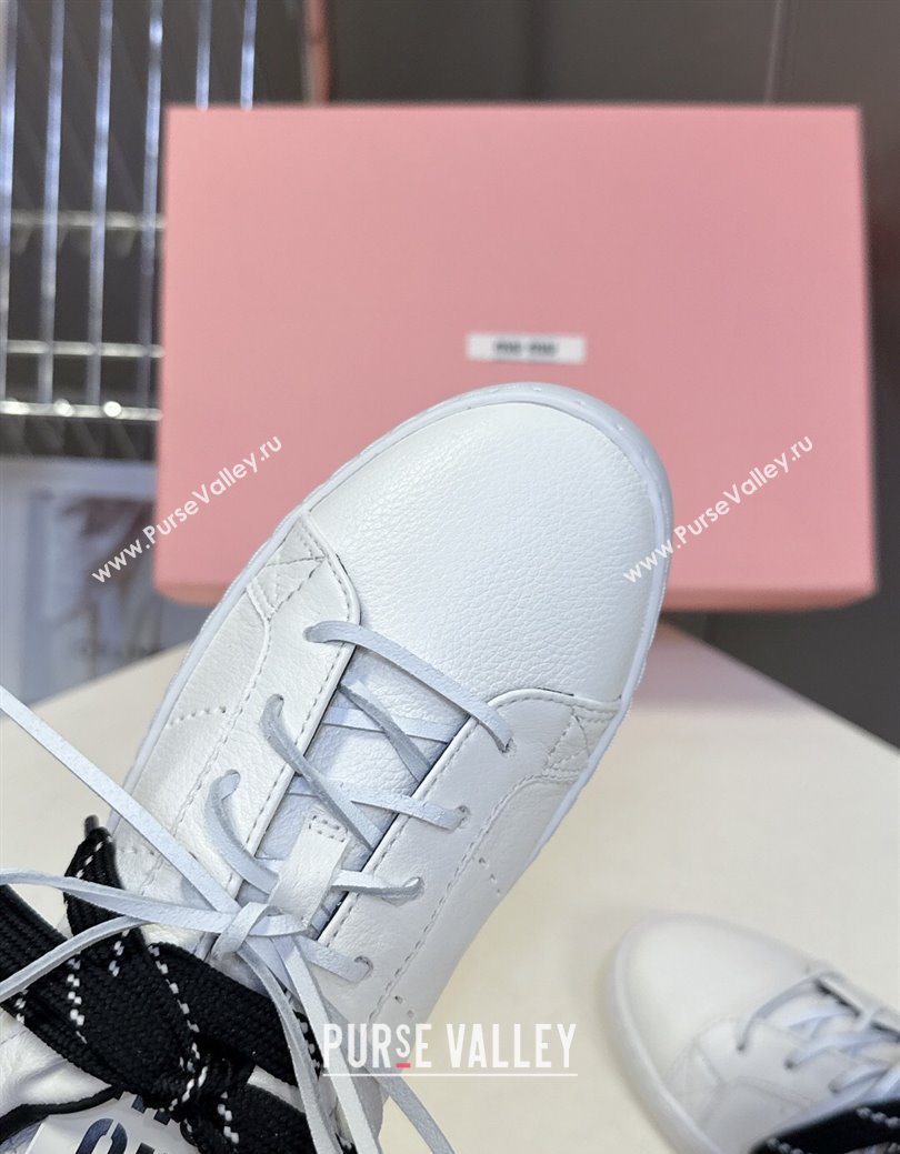 Miu Miu Leather Sneakers White/Black 2025 MIU082601 (MD-250826009)