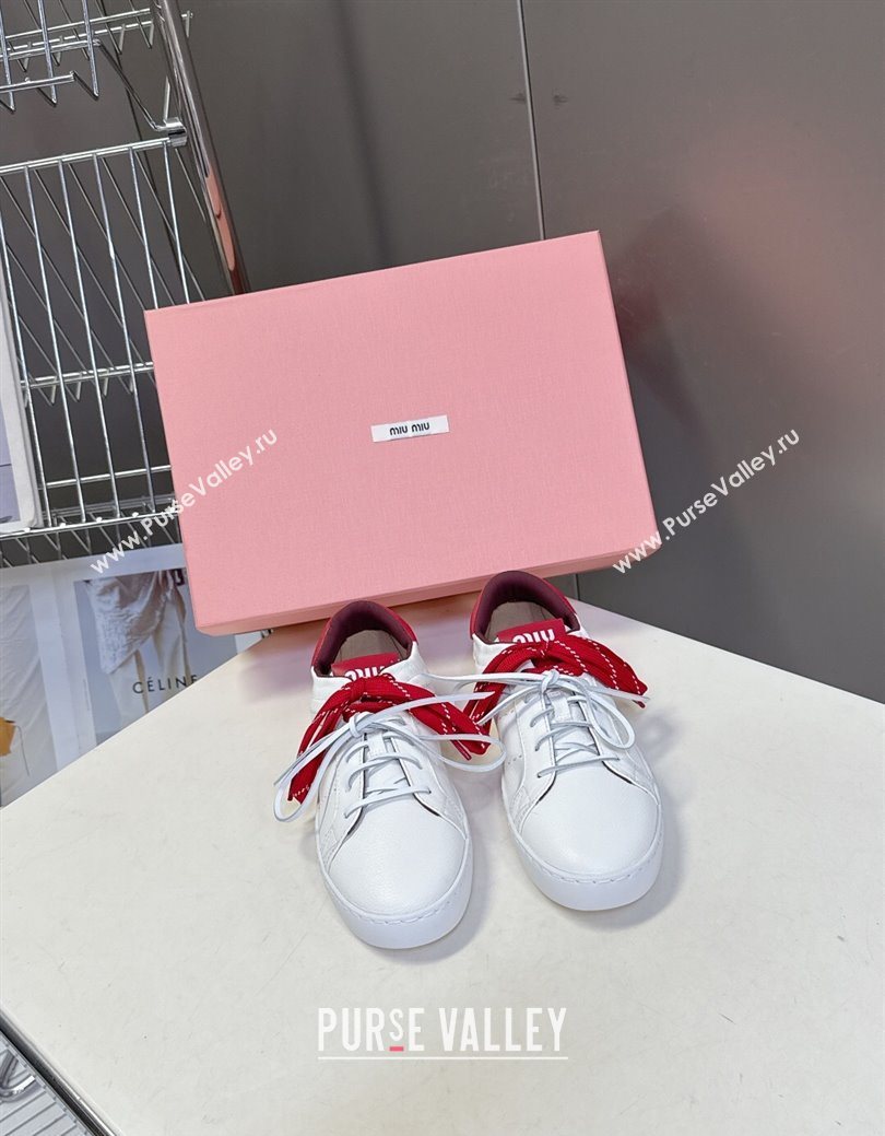 Miu Miu Leather Sneakers White/Red 2025 MIU082601 (MD-250826010)